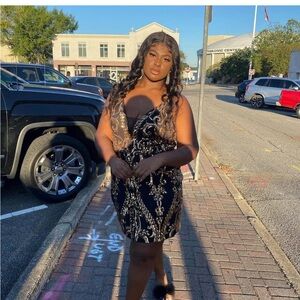 Black and Gold Sequin Dress